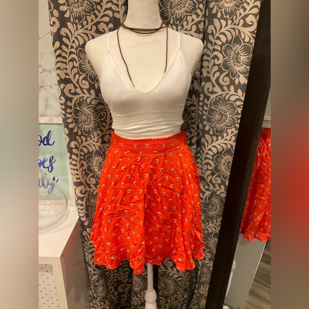 Maison Jules Mini Skater Skirt with hearts